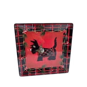 Certified Int. Patricia Brubaker Scottie Dog 13 X 13 Tartan Christmas Platter